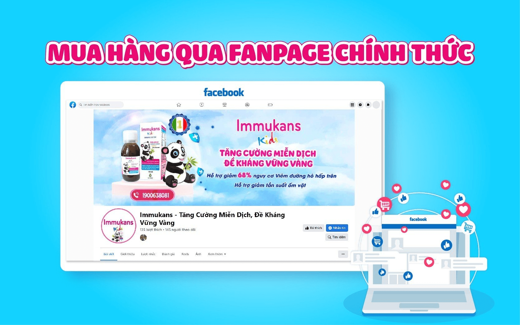 điểm bán Immukans tại fanpage chính hãng