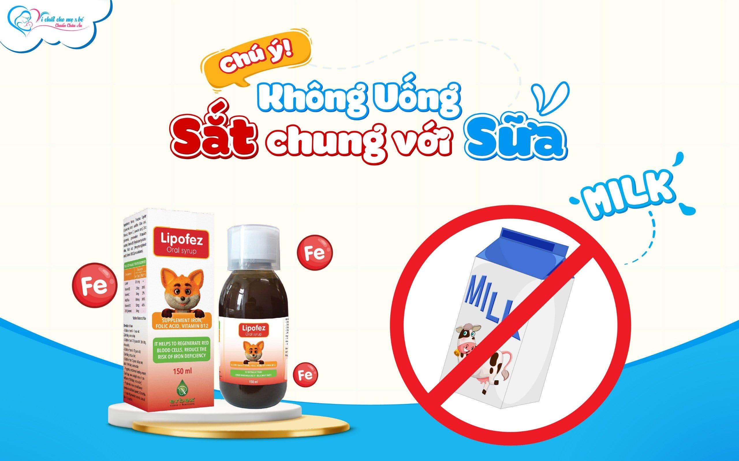 sắt Lipofez uống lúc nào tốt nhất - không uống cùng sữa