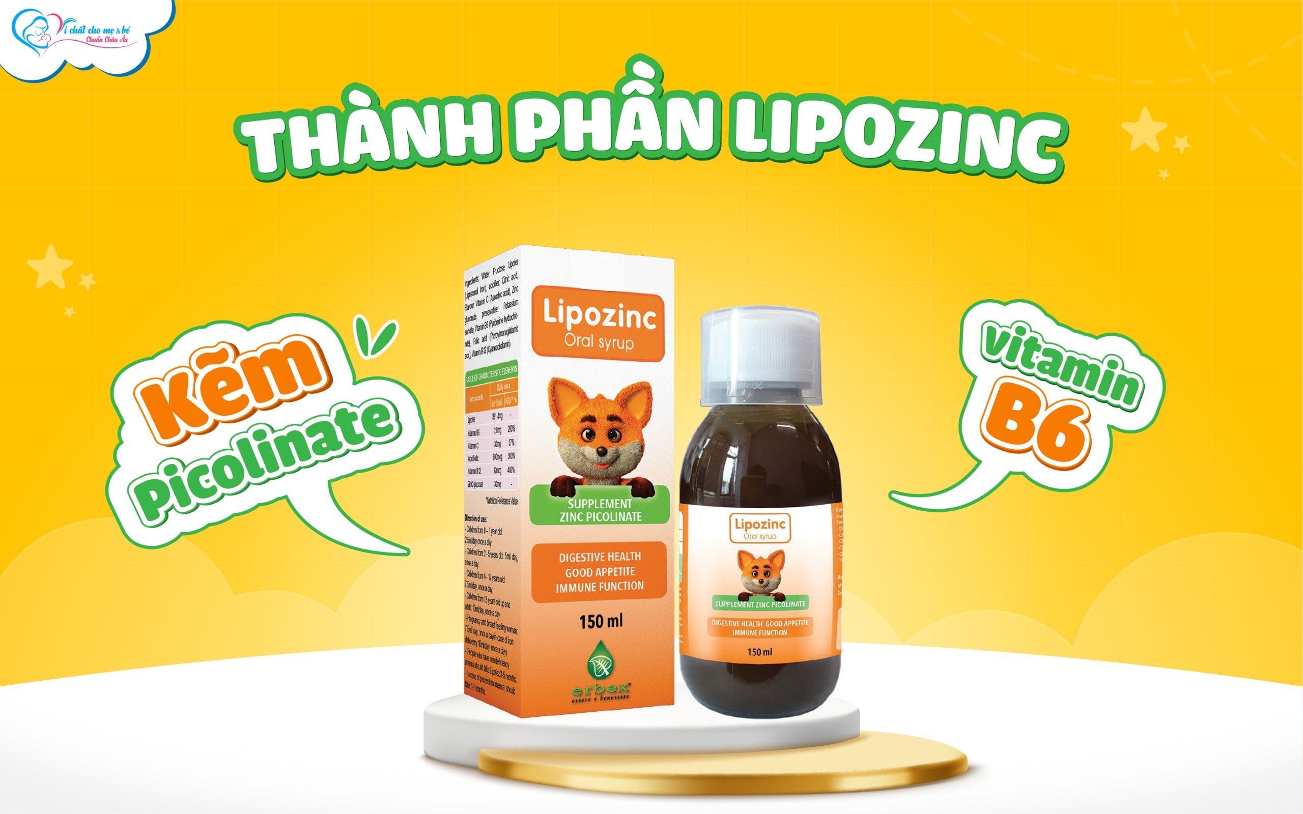 thành phần kẽm Lipozinc