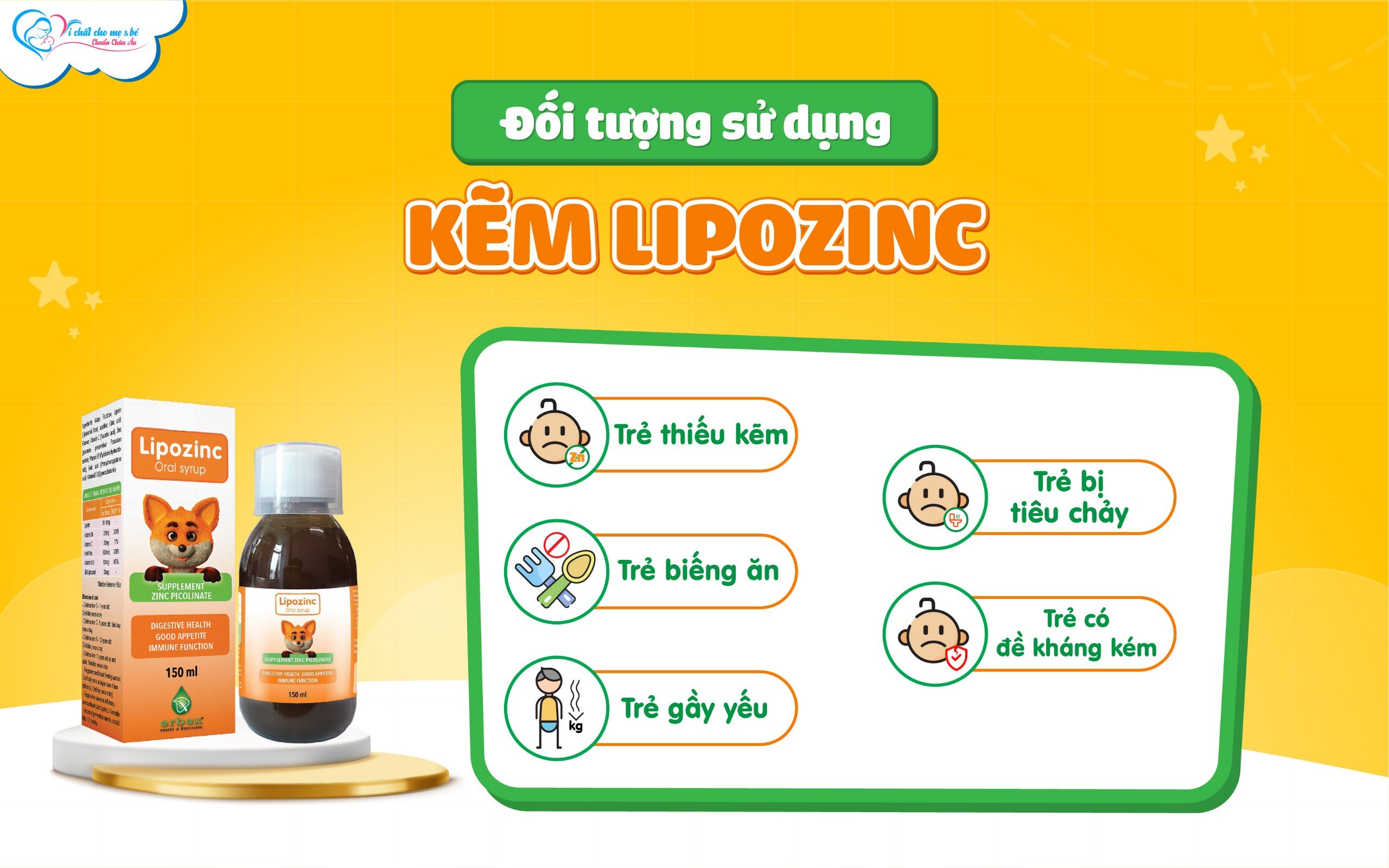 Đối tượng sừ dụng kẽm Lipozinc